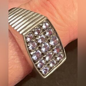 Silver Ring with Purple Gemstones. MENS